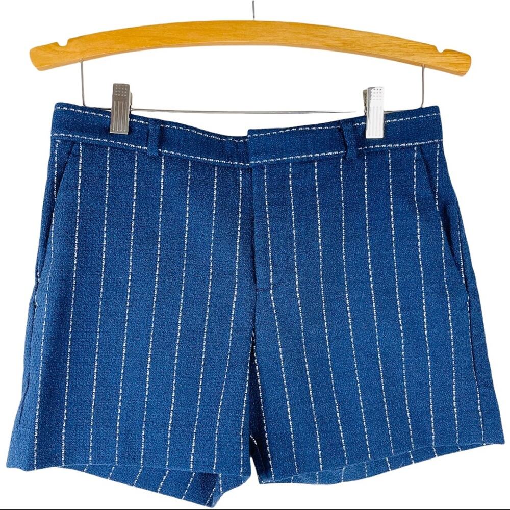 Banana Republic navy blue white preppy textured striped nautical shorts 2